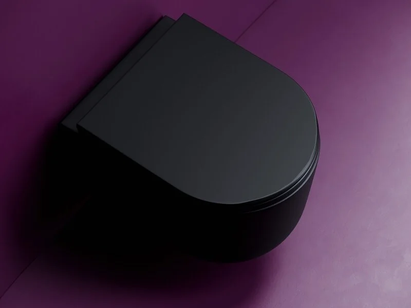 Унитаз подвесной Ceramica Nova Ulma черный CN4006TMB (детальная фотография), безободковые, сиденье с микролифтом 