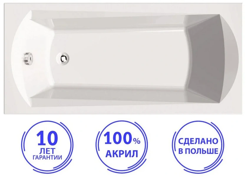 Акриловая ванна C-Bath Clio CBQ003002 130 х 70 см, белая (детальная фотография), современныe, hi-tech