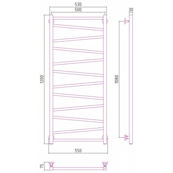 Полотенцесушитель водяной Сунержа Сирокко 50х120 см темный титан муар 15-0253-1250 (детальная фотография), современные, hi-tech
