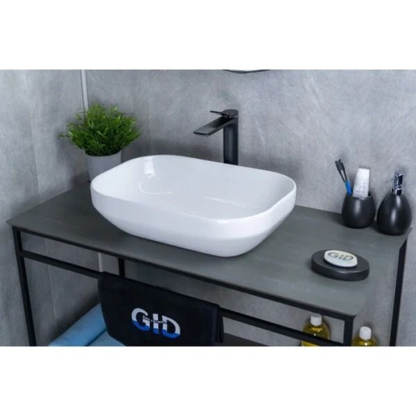 Раковина GID Lago D1468 50 см белая 51195 (детальная фотография), керамические