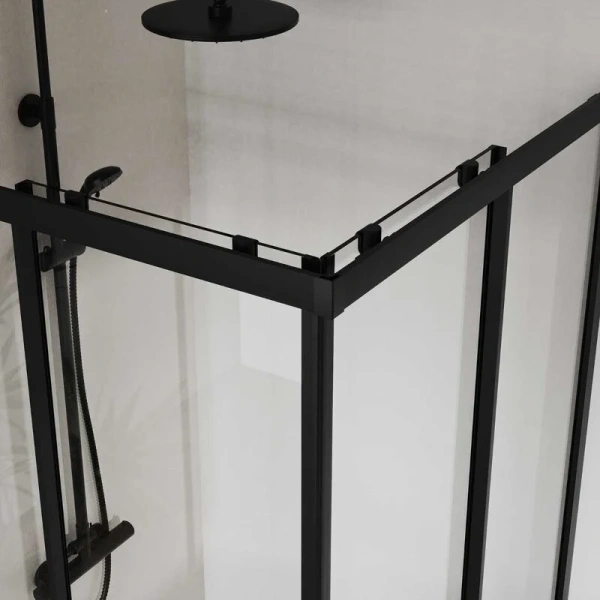 Душевой уголок Vincea City 100х90 см профиль черный стекло прозрачное VSS-5CT9010CLB (детальная фотография), 100х90