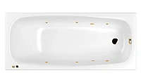 Ванна гидромассажная Whitecross Layla Soft, 170 х 75 см, увеличенная толщина акрила, усиленная армировка, белый/золото, 0102.170075.100.SOFT.GL