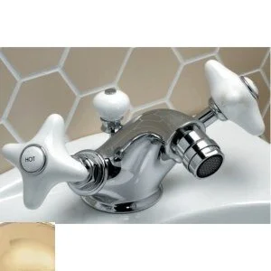 Смеситель для биде, 1 отверстие, светлое золото, Devon&Devon White Rose UTWR720 (детальная фотография)