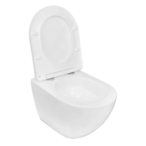 Унитаз подвесной Azario Trevi безободковый AZ-0093UQ3 (детальная фотография), безободковые, сиденье с микролифтом , с антивсплеском