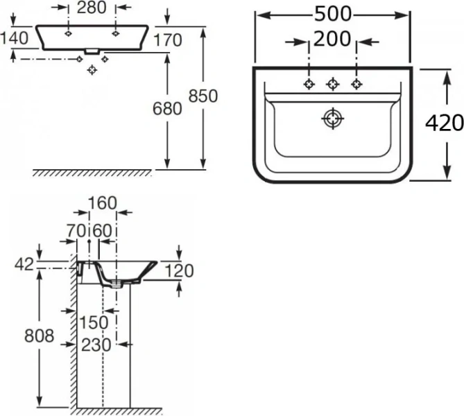 Раковина Roca The Gap 50 см настенная 327476000 (детальная фотография), 50 см index_1