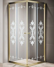 Душевой уголок Cezares Giubileo 90х90 см стекло прозрачное с узором профиль золото