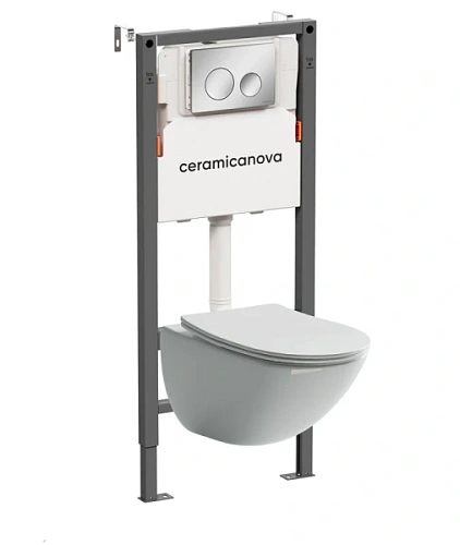Унитаз с инсталляцией Ceramica Nova Mono кнопка хром - фото 1