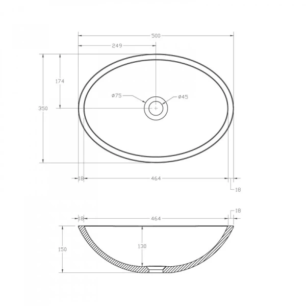 Раковина Abber Kristall 50 см коричневая AT2802Opal (детальная фотография), современные, hi-tech