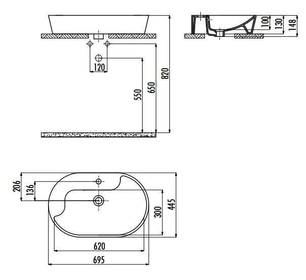 Раковина Creavit Topic 70 см белая TP172-00CB00E-0000 (детальная фотография), современные, hi-tech