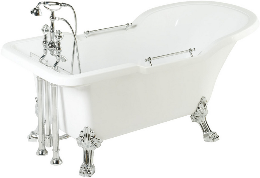 Ванна из искусственного камня Migliore Impero 180х87 см фурнитура хром 26927 (детальная фотография)