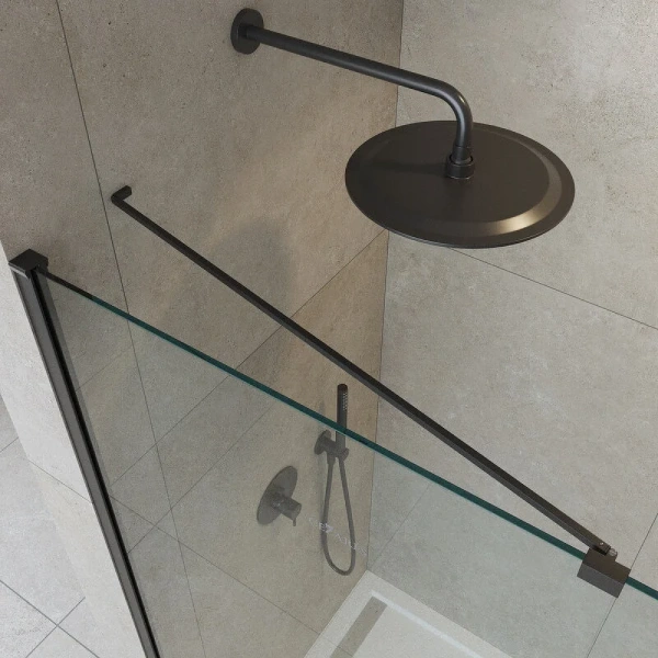 Душевая перегородка Cezares Liberta 80 см стекло графит, профиль черный LIBERTA-L-1-TB-80-GR-NERO (детальная фотография), современные, hi-tech index_1