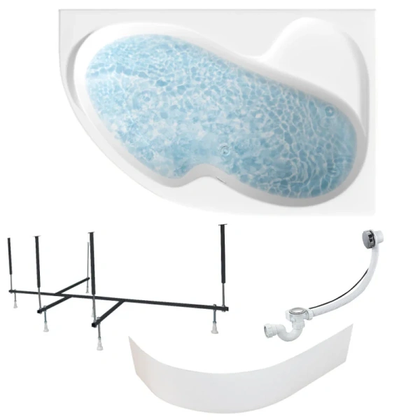 Ванна акриловая 1MarKa Aura 01ау1610лкп/01ау1610пкп, 160 x 105 см, левая/правая, цвет белый (детальная фотография), белые