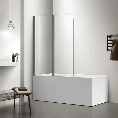 Шторка для ванны Акватек 100x150 см профиль оружейная сталь - фото 2