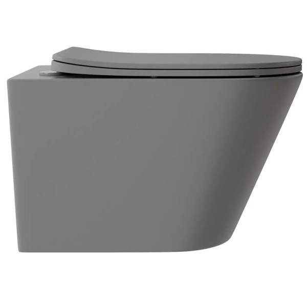 Унитаз подвесной Aqueduto CONE серый матовый CON0130 (детальная фотография), безободковые, сиденье с микролифтом , с антивсплеском