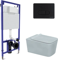 Унитаз с инсталляцией BERGES Floe кнопка D5 черная