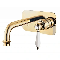 Смеситель для раковины Cezares Aphrodite золото 24 карат, ручка белая