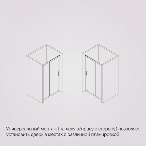 Душевая дверь в нишу AM.PM Gem Solo 100 см профиль черный стекло матовое W90G-100-1-195BM (детальная фотография), 100 см