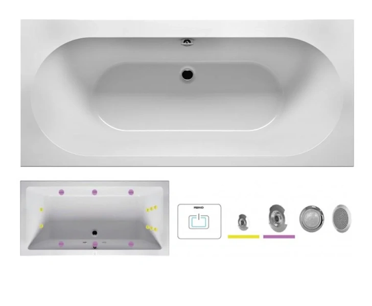 Ванна гидромассажная Riho Carolina 190 x 80 см, FLOW2 BB5500500000000_FLOW2 (детальная фотография), акриловые