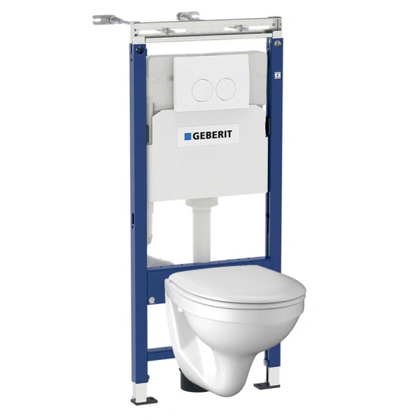 Унитаз с инсталляцией Geberit Duofix с белой клавишей 458.122.2U.1 (детальная фотография)