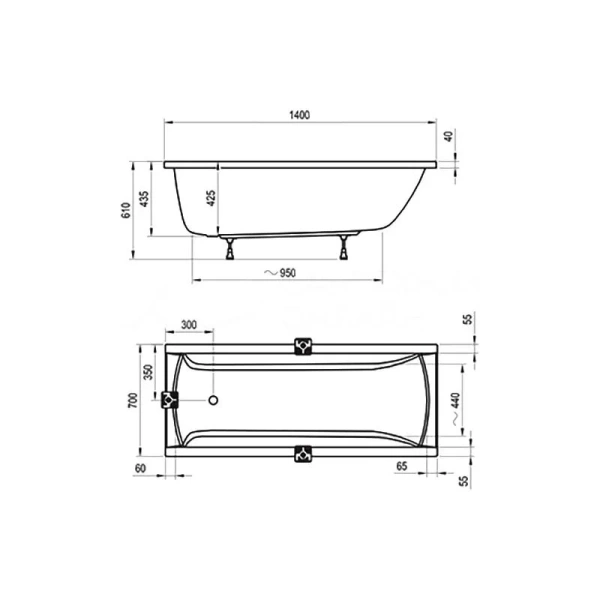 Ванна акриловая Ravak Classic 140х70 см CA81000000 (детальная фотография), акриловые