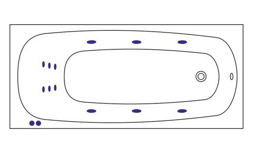 Ванна гидромассажная Whitecross Layla Line, 180 х 80 см, увеличенная толщина акрила, усиленная армировка, белый/бронза, 0102.180080.100.LINE.BR (детальная фотография), акриловые
