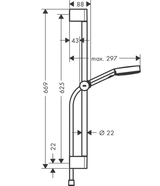 Душевой гарнитур Hansgrohe Pulsify черный матовый 24160670 (детальная фотография), душевые гарнитуры
