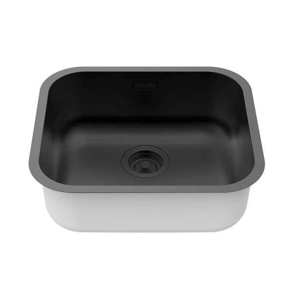 Мойка для кухни Paulmark Vello 48 см матовый черный VE48-MBN (детальная фотография), из нержавеющей стали, стальные, металлические
