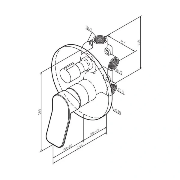 Смеситель для душа Am.Pm X-Joy хром F85A55000 (детальная фотография), для душа