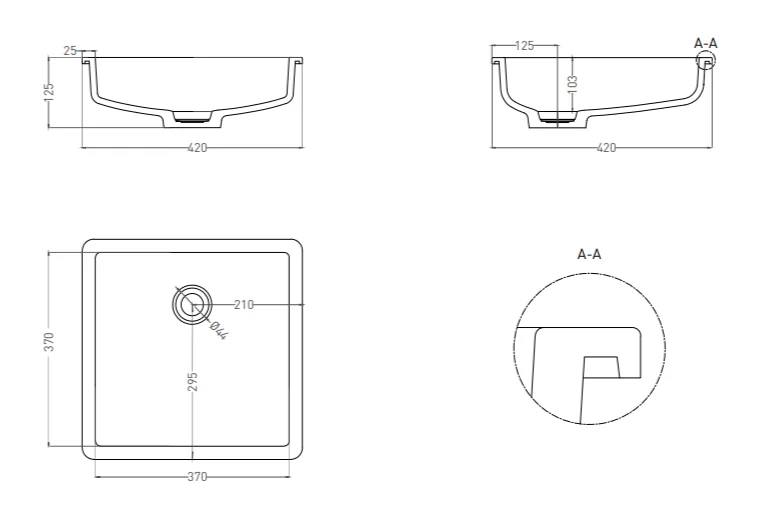 Раковина Salini Marea 07 42 см в цвете по RAL 1802207MF (детальная фотография), современные, hi-tech