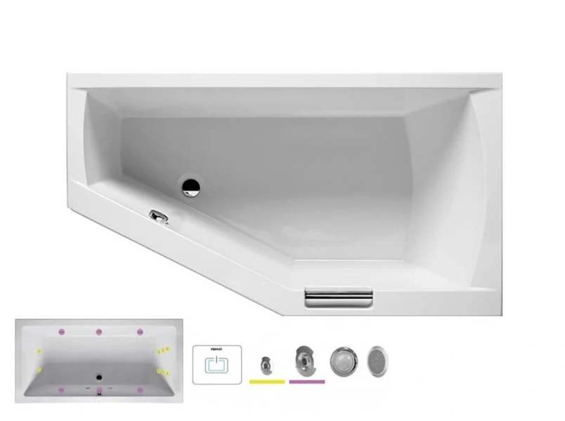 Ванна гидромассажная Riho Geta 160 x 90 см, FLOW, левая/правая BA8600500000000_FLOW (детальная фотография)