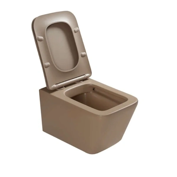 Унитаз подвесной SantiLine светло-коричневый SL-5007KH (детальная фотография), современные, hi-tech, прямоугольные