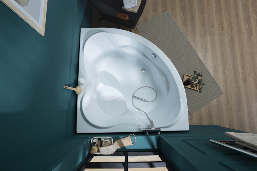 Ванна акриловая Aquanet Malta 150х150 00204003 (детальная фотография), с гидромассажем, недорогие, со шторкой, маленькие, глубокие