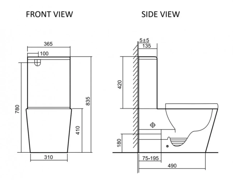 Унитаз компакт SantiLine белый SL-5028 (детальная фотография), с бачком