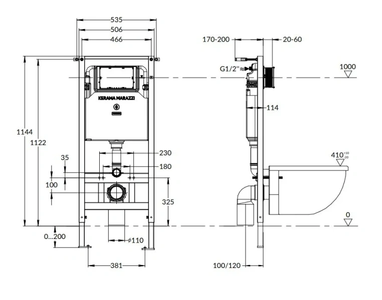 Инсталляция для унитаза Kerama Marazzi Pro металл INST.PRO.WC (детальная фотография), для унитаза