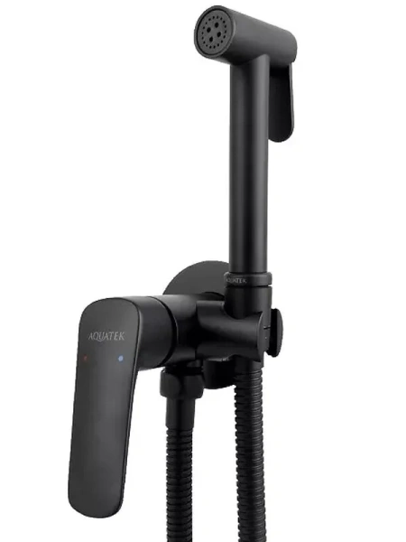 Гигиенический душ со смесителем Акватек Вега черный AQ1019MB (детальная фотография)