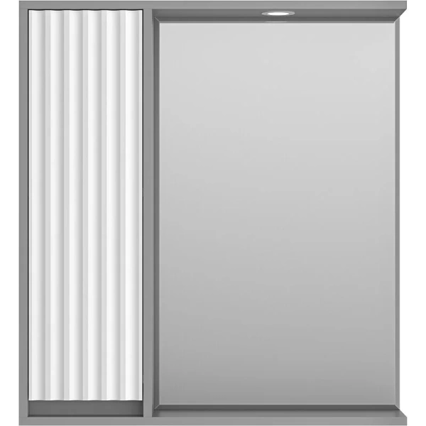 Зеркальный шкаф с подсветкой Brevita Balaton 75 см белый/серый, левый BAL-04075-01-01Л (детальная фотография), белые, серые, комбинированные