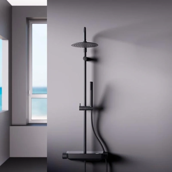 Душевая стойка Damixa Scandinavian Pure черная 936780300 (детальная фотография), с тропическим душем