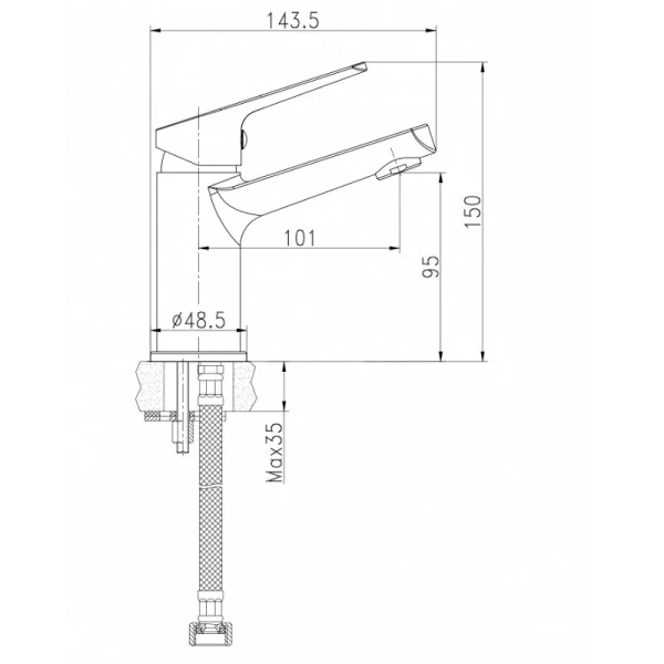 Смеситель для раковины Cersanit Flavis хром 63034 (детальная фотография), для раковины