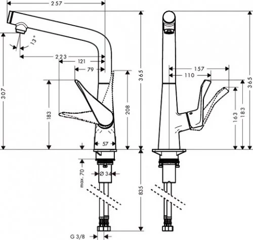 Смеситель для кухни Hansgrohe Metris Select хром 14883000 (детальная фотография), для кухни