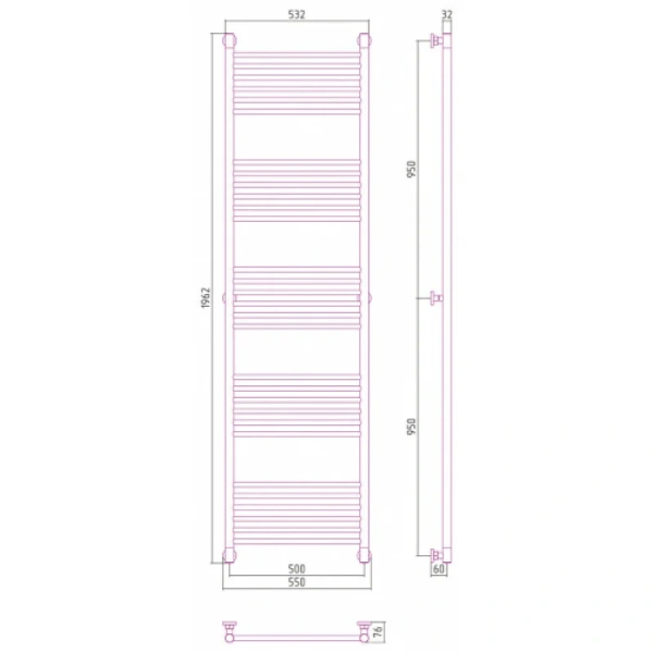 Полотенцесушитель водяной Сунержа Богема+ 50х190 см золотой шелк 32-0220-1950 (детальная фотография), современные, hi-tech