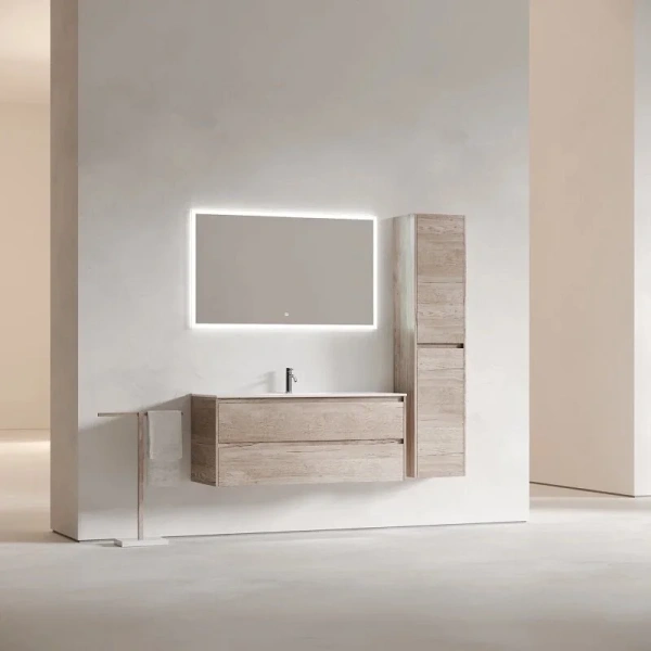 Тумба под раковину подвесная Sancos Libra 120 см дуб галифакс натуральный LB120-1EG (детальная фотография), моноблок