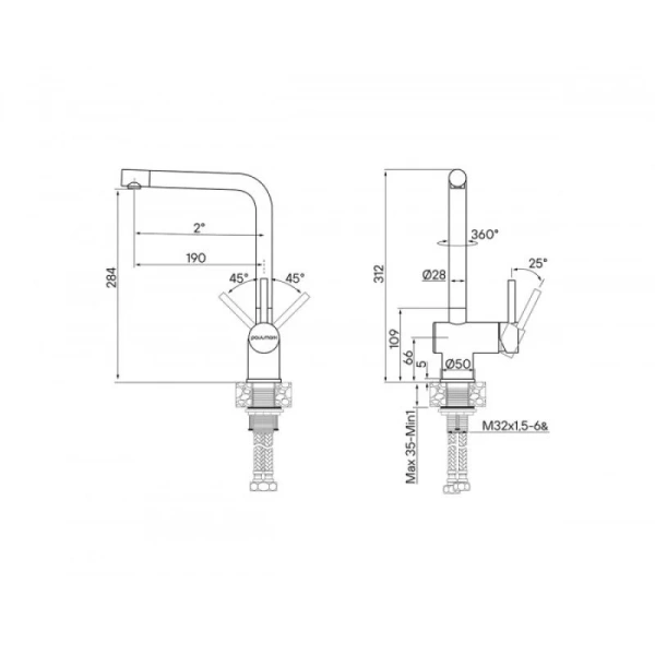 Смеситель для кухни Paulmark Spring нержавеющая сталь Sp212067-SS (детальная фотография), для кухни