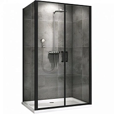 Душевой уголок Abber Sonnenstrand 100х75 см профиль черный, стекло прозрачное
