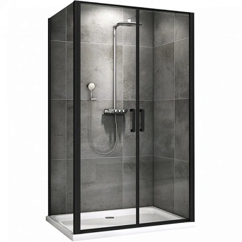 Душевой уголок Abber Sonnenstrand 100х75 см профиль черный, стекло прозрачное - фото 2