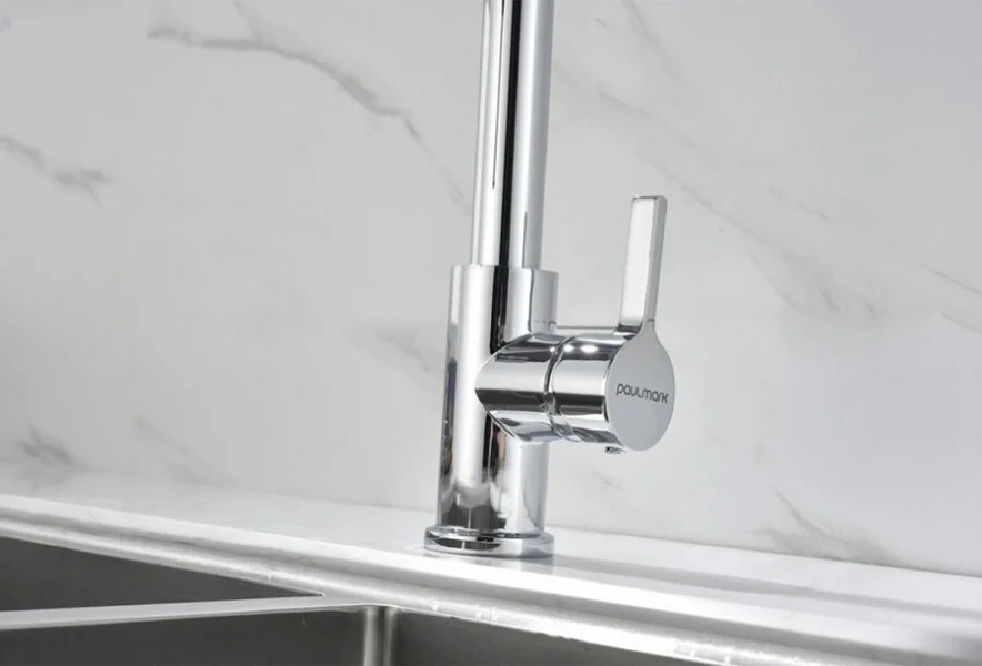 Смеситель для кухни Paulmark Halt хром Ha214021-CR (детальная фотография), с 1 монтажным отверстием
