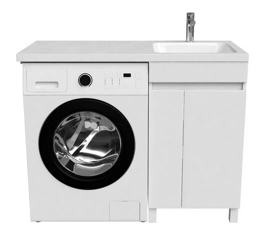 Тумба с раковиной напольная IDDIS Optima Home OPH12 120 см для стиральной машины (детальная фотография), белая