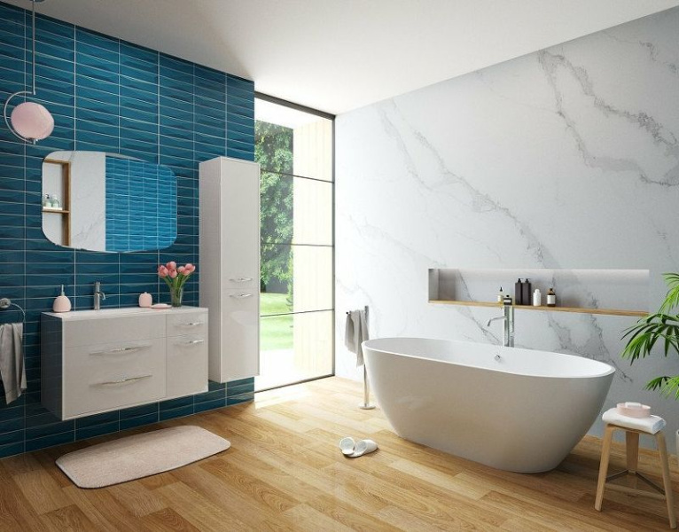 Ванна из литьевого мрамора Эстет Майами 170x80 см белая матовая ФР-00014381 (детальная фотография), без гидромассажа, большие