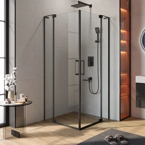 Душевой уголок Cezares Slider 100х110 см стекло прозрачное профиль черный - фото 3