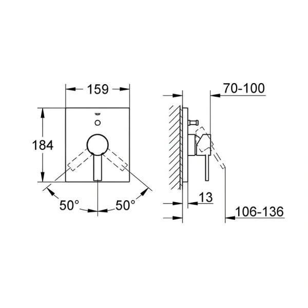 Смеситель для ванны Grohe Allure 19315000 (детальная фотография), для душа