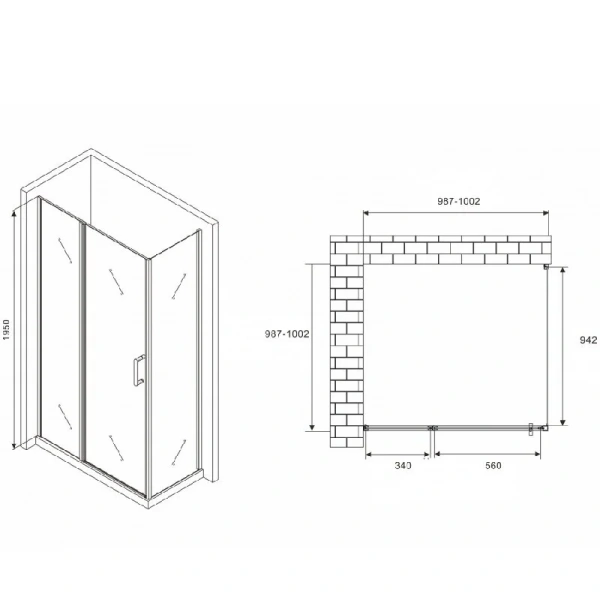 Душевой уголок Abber Sonnenstrand 100x100 см стекло матовое AG04100MS-S100M (детальная фотография), квадратные